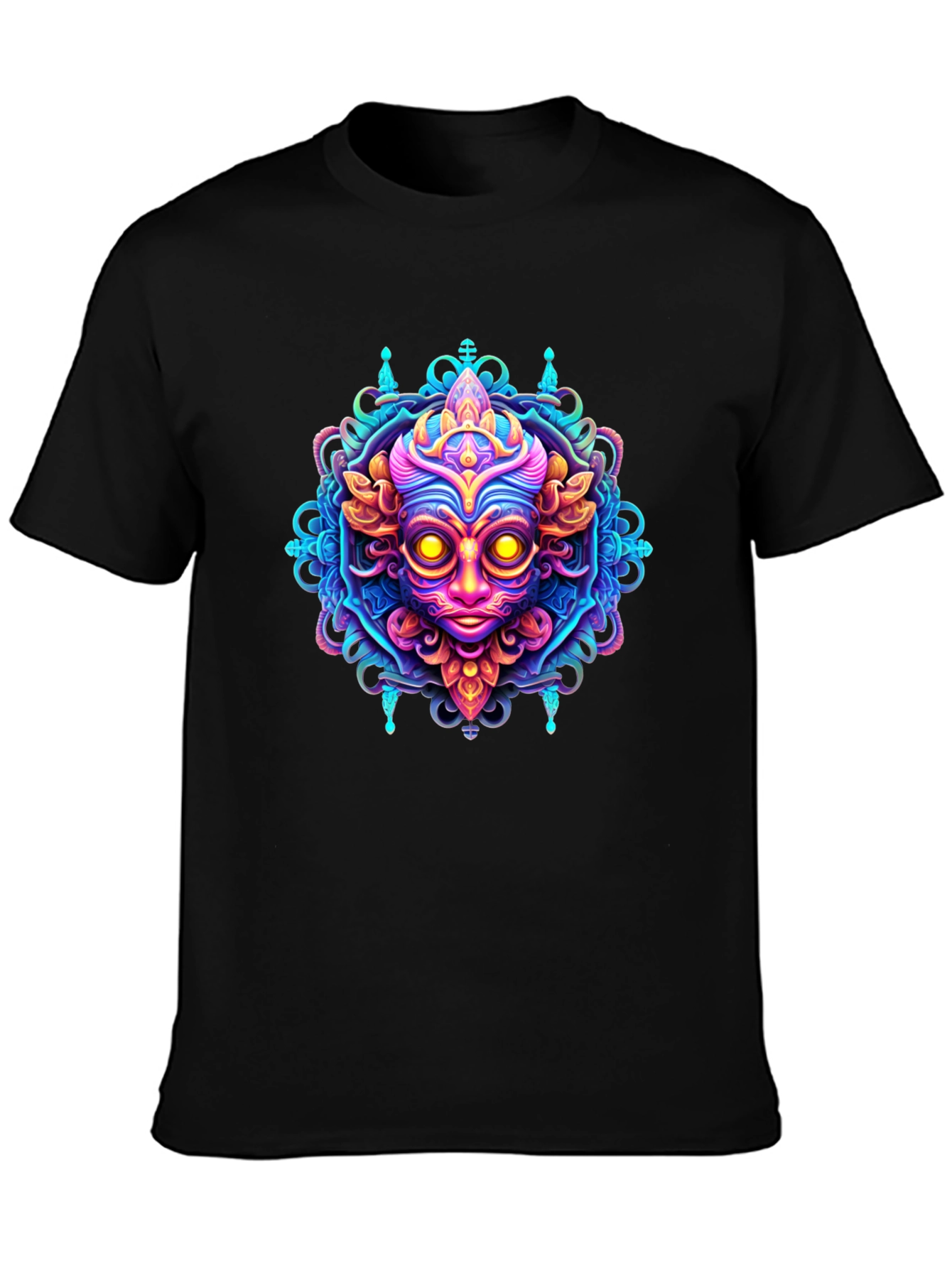 Psychedelic Face Graphic Tee - Bold & Vibrant