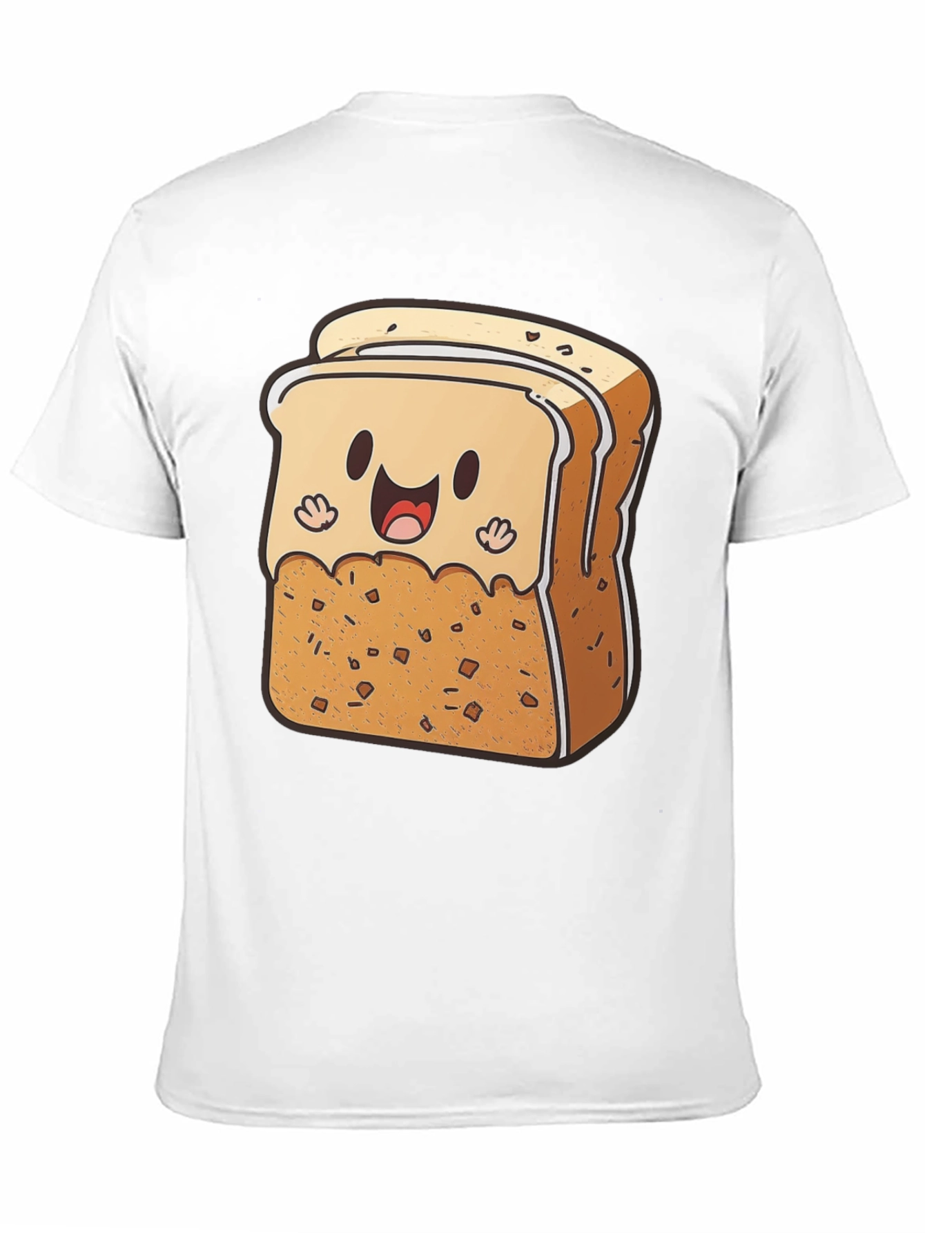 Cute Toast Cartoon Black T-Shirt