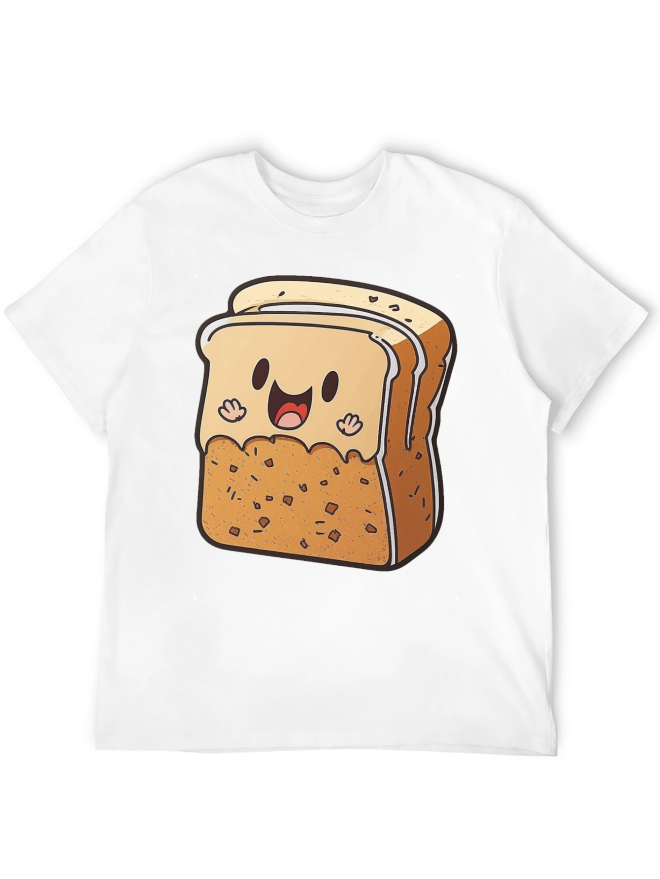 Cute Toast Cartoon Black T-Shirt