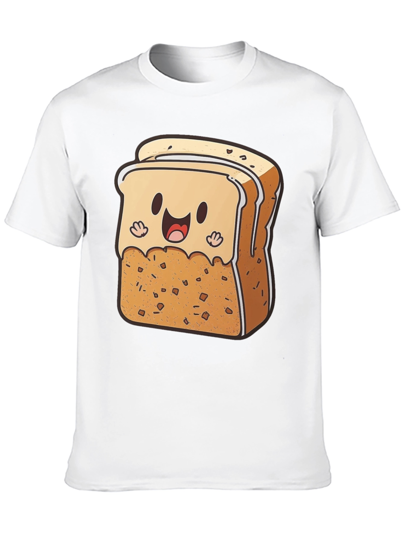 Cute Toast Cartoon Black T-Shirt