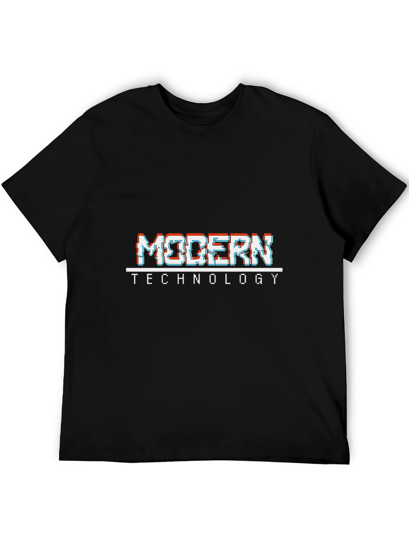 Modern Technology Graphic Print Black T-Shirt