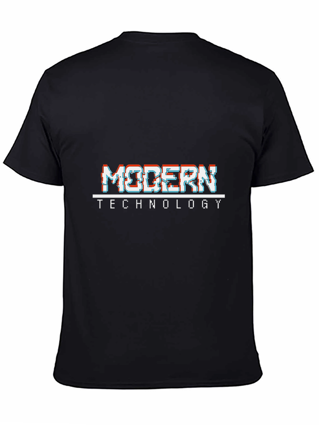 Modern Technology Graphic Print Black T-Shirt