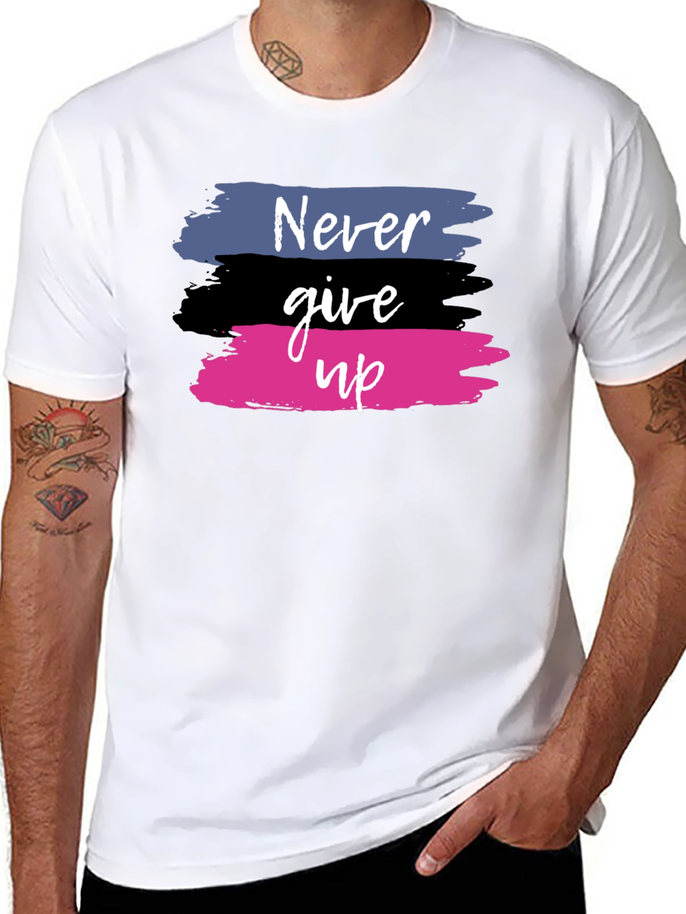 Never Give Up Graphic Tee - Black
