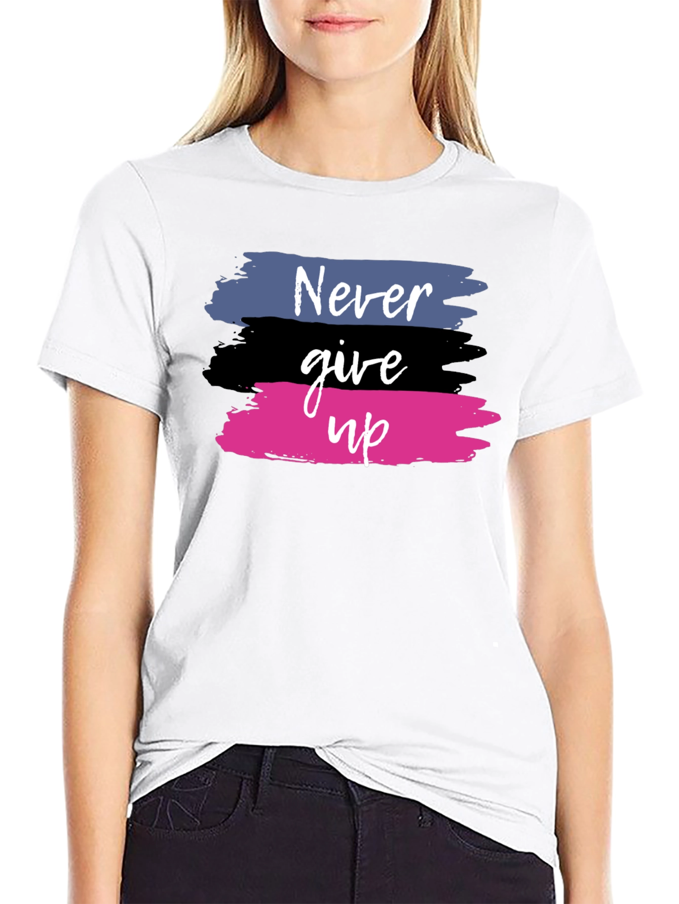 Never Give Up Graphic Tee - Black