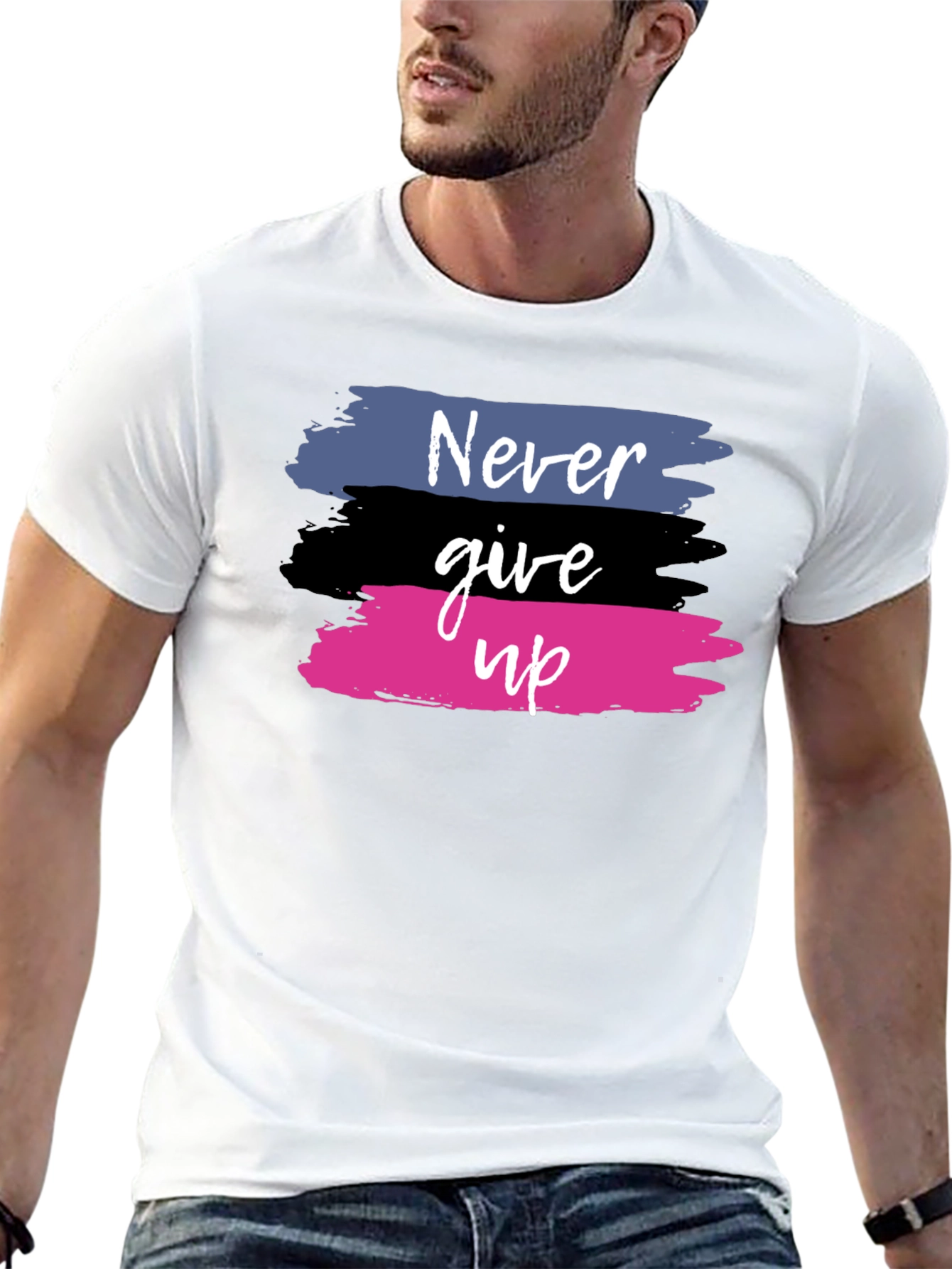 Never Give Up Graphic Tee - Black