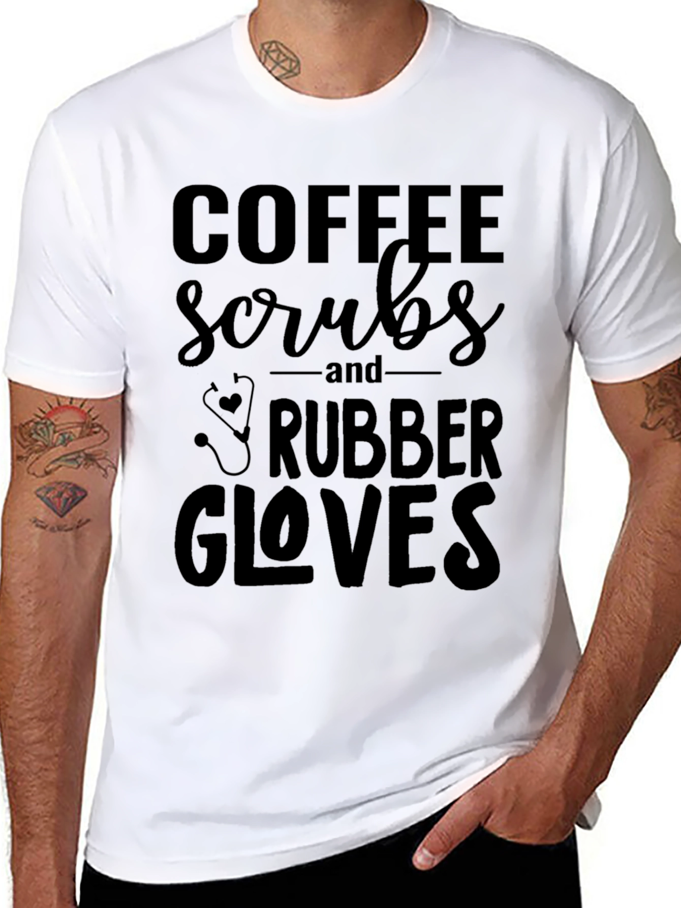 Coffee Scrubs Rubber Gloves Graphic Tee - Nurse T-Shirt