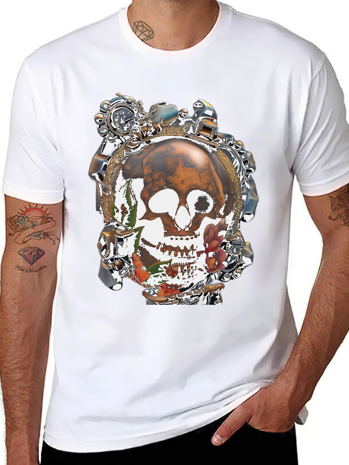 Steampunk Skull Graphic T-Shirt