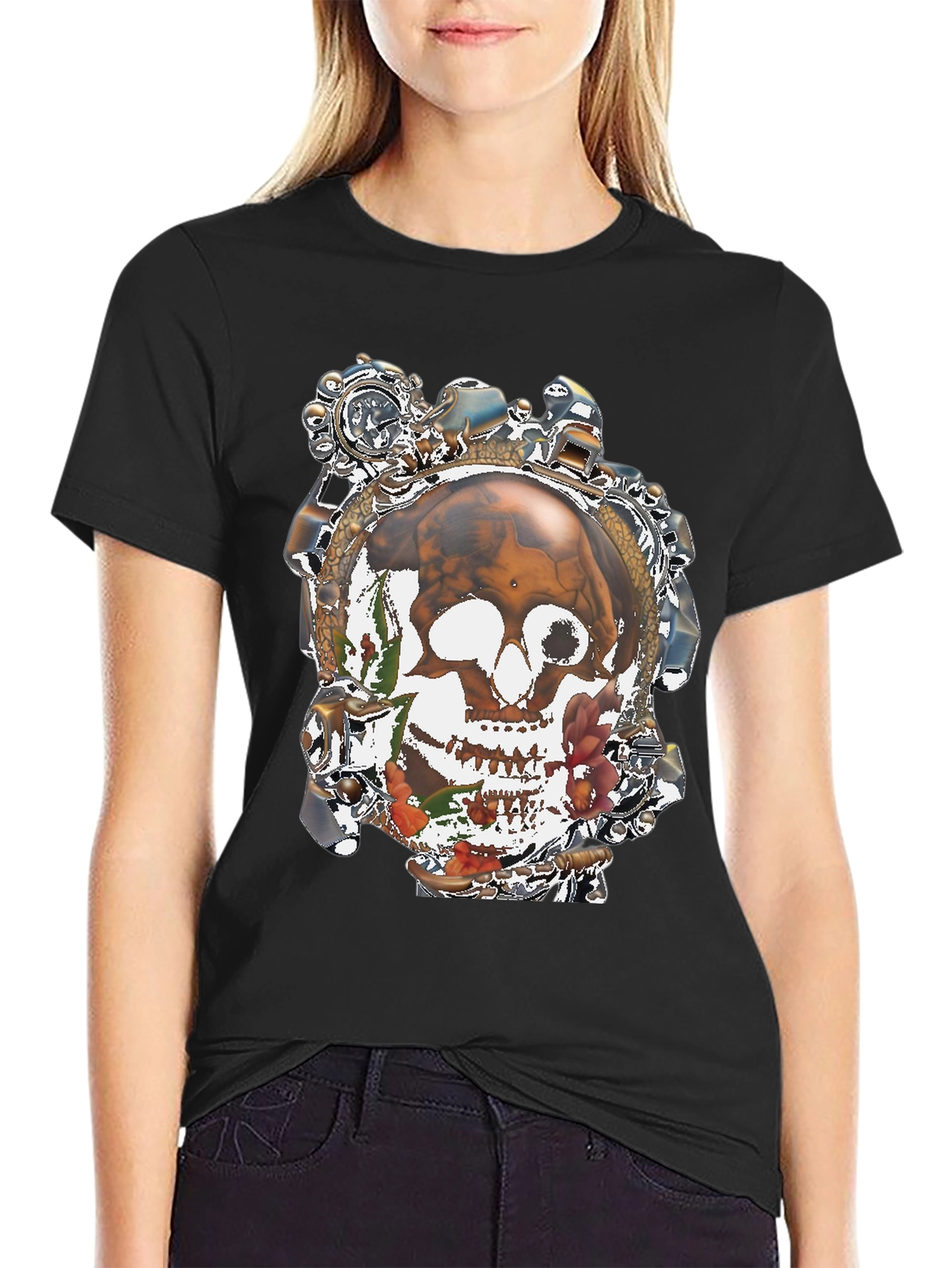 Steampunk Skull Graphic T-Shirt