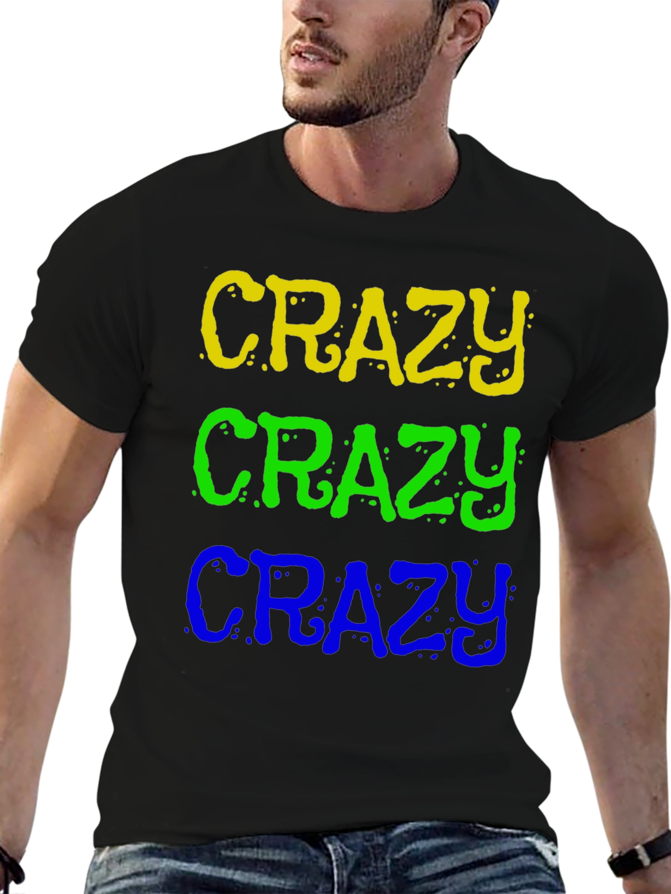 Crazy Stacked Text Graphic T-Shirt