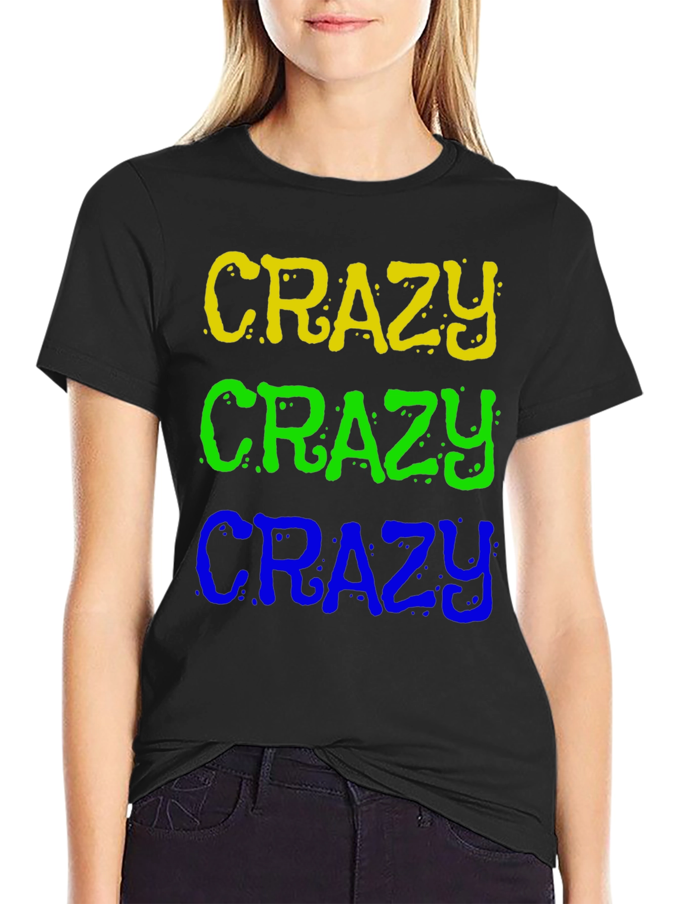 Crazy Stacked Text Graphic T-Shirt