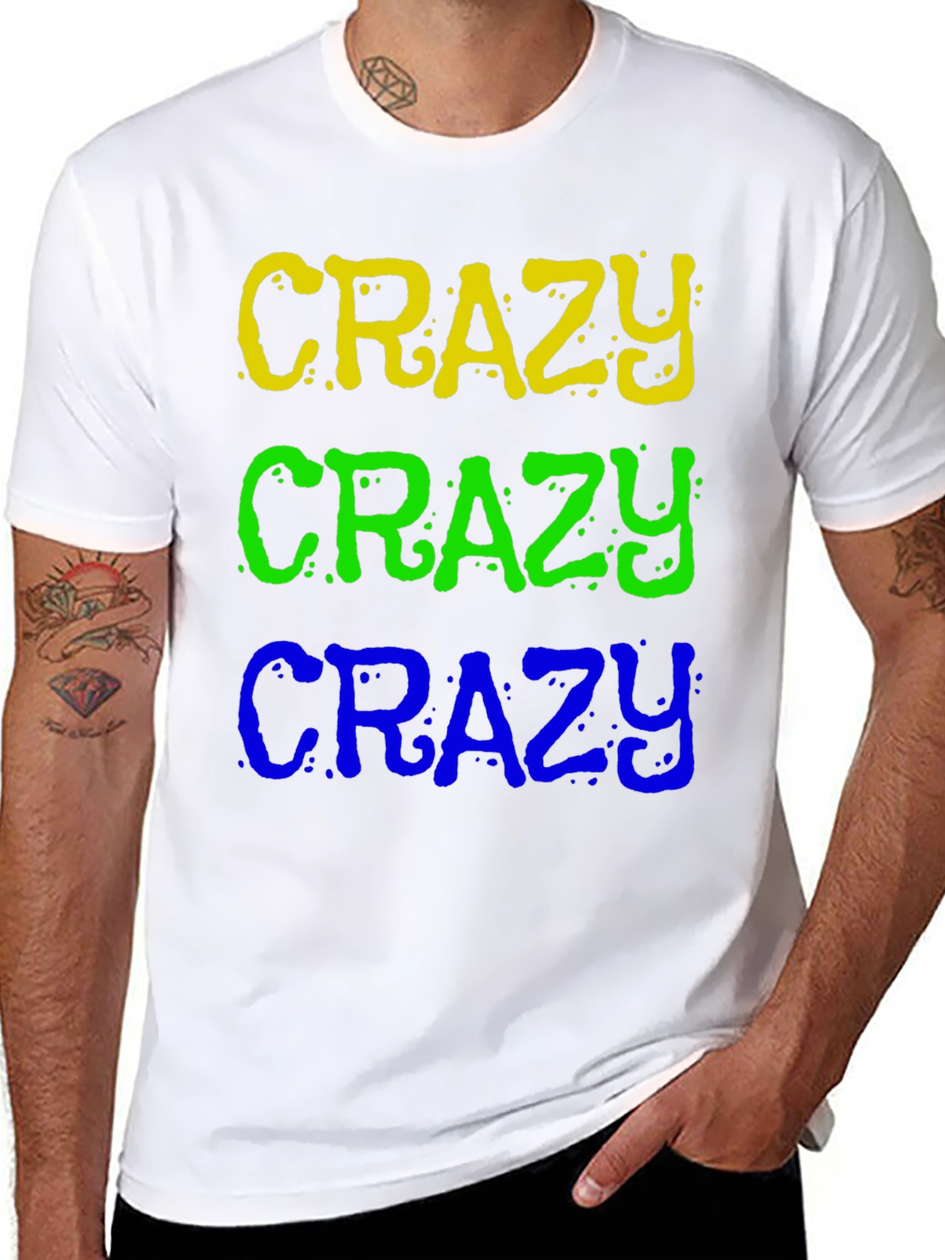 Crazy Stacked Text Graphic T-Shirt