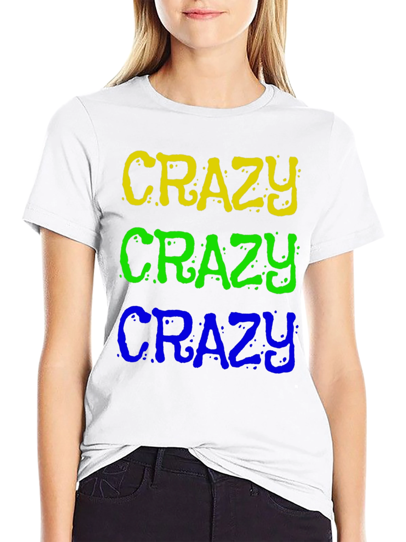 Crazy Stacked Text Graphic T-Shirt