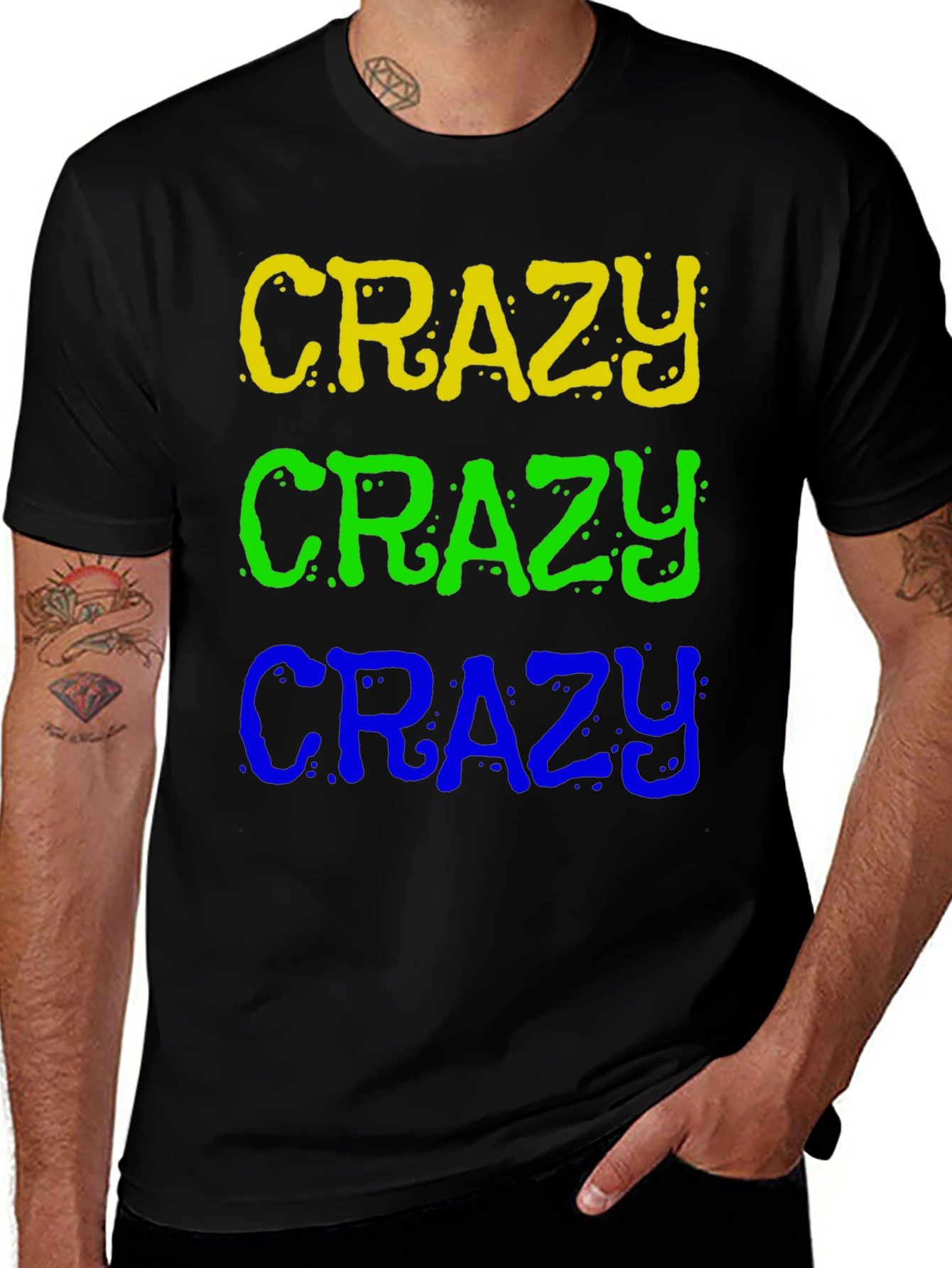 Crazy Stacked Text Graphic T-Shirt