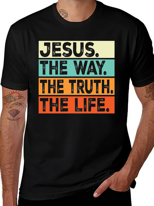 Jesus The Way Truth Life T-Shirt Black Religious Christian Faith Tee