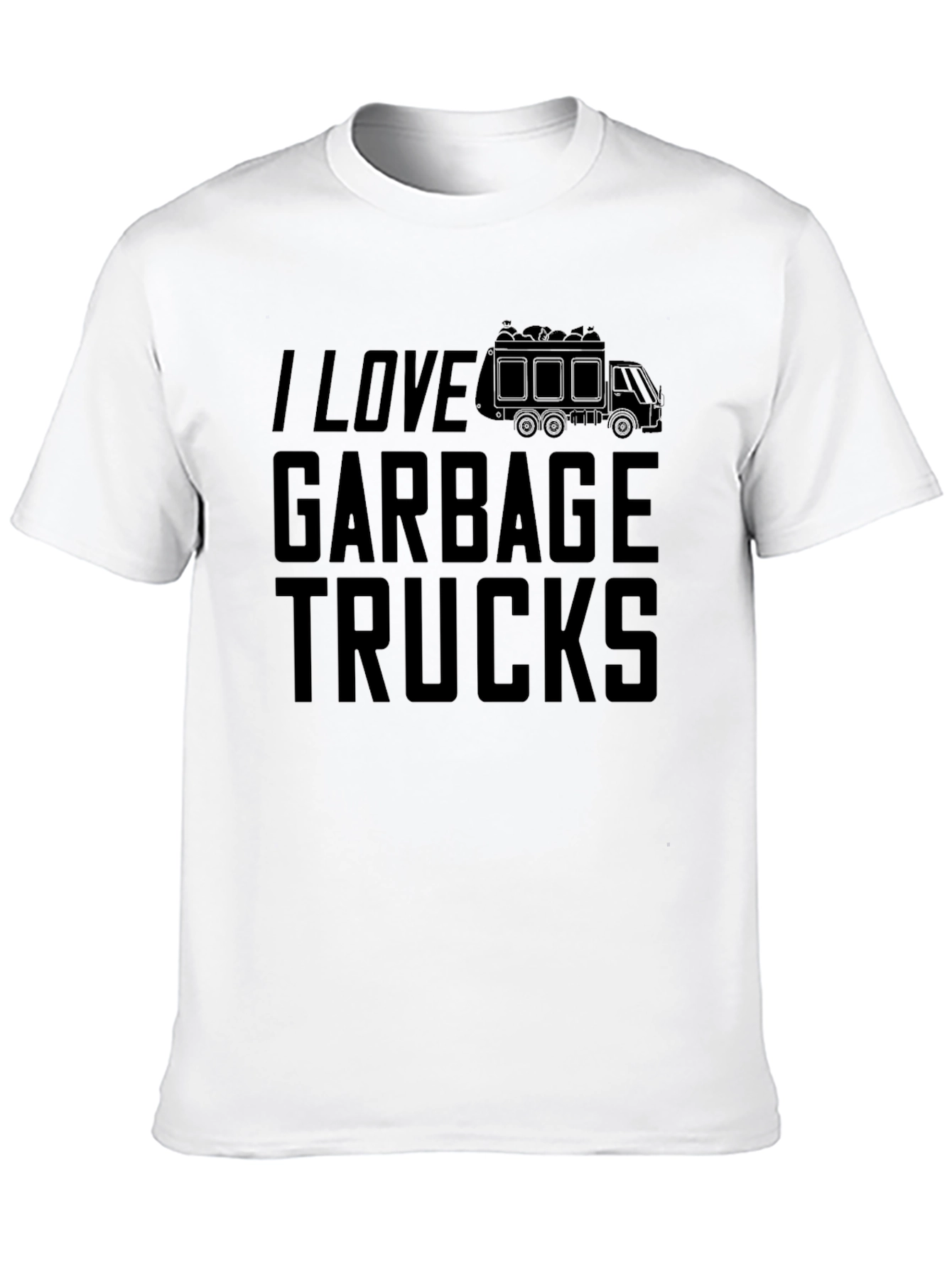 I Love Garbage Trucks Black T-Shirt