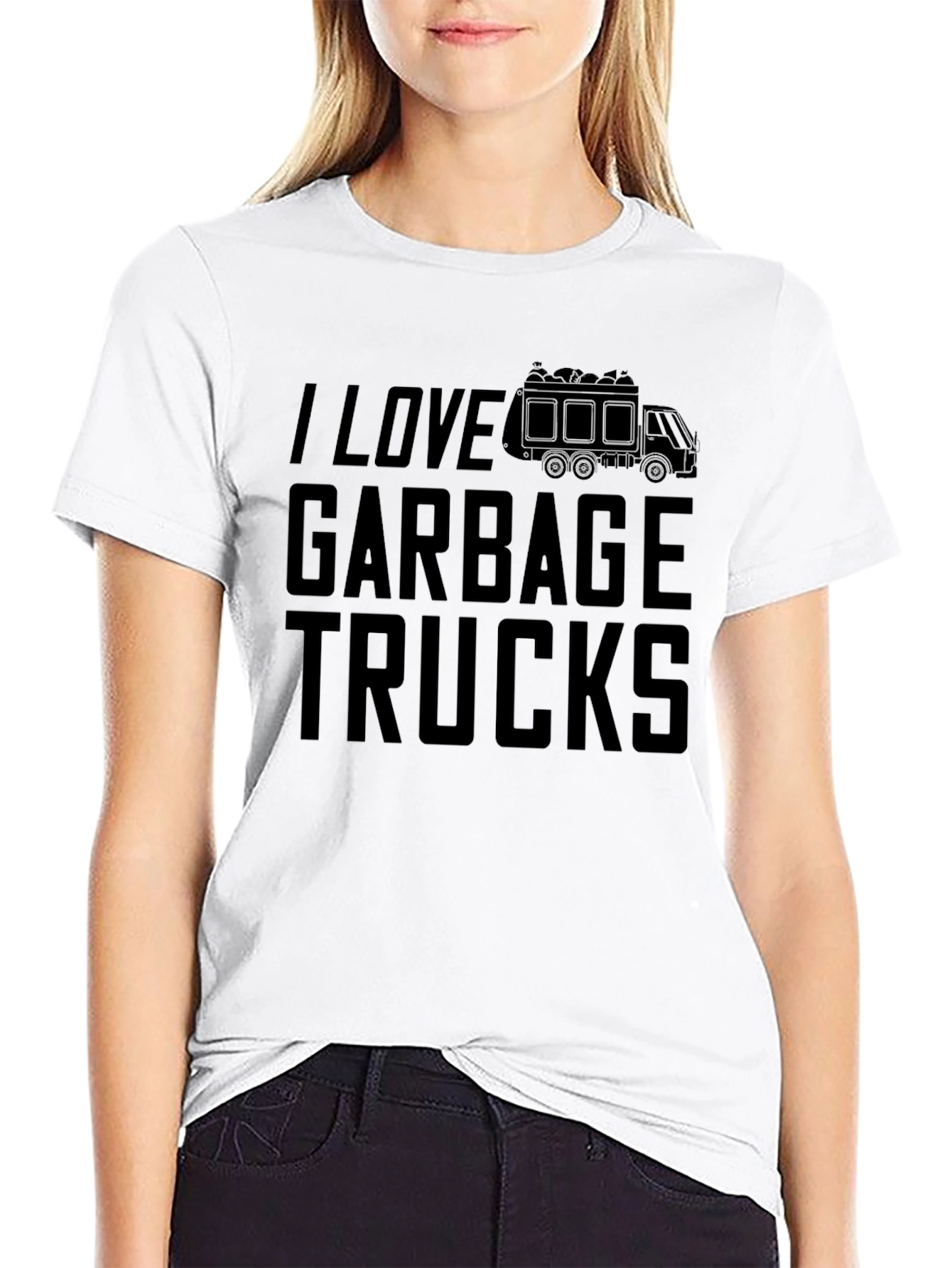 I Love Garbage Trucks Black T-Shirt
