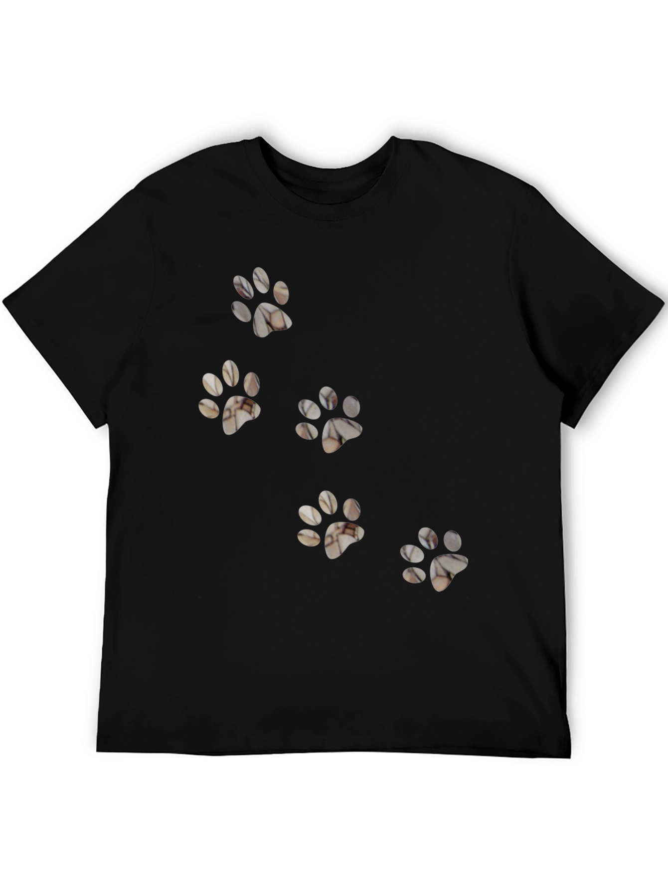 Black Paw Print T-Shirt - Casual Cat Lover Tee