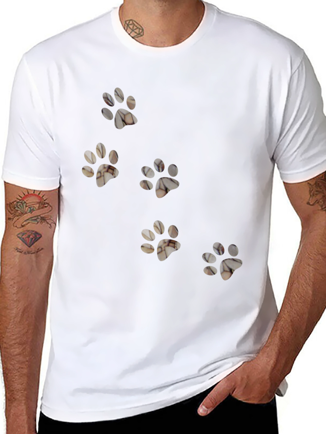 Black Paw Print T-Shirt - Casual Cat Lover Tee