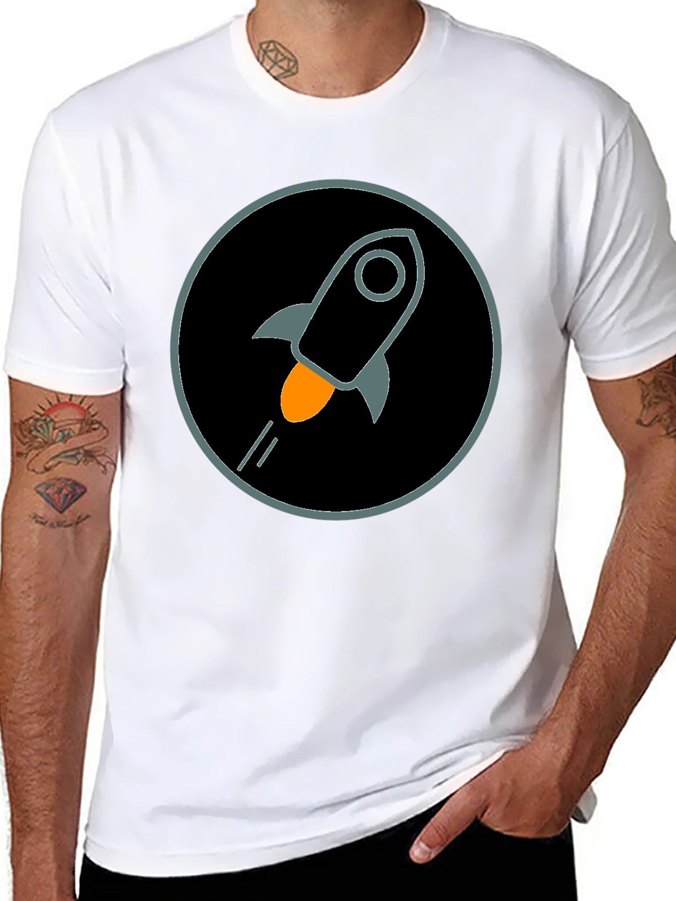 Rocket Circle Graphic Tee - Stylish Black Cotton Shirt
