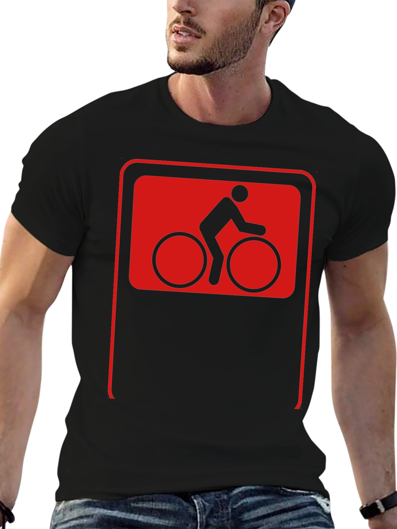 Cool Cyclist Sign Black T-Shirt
