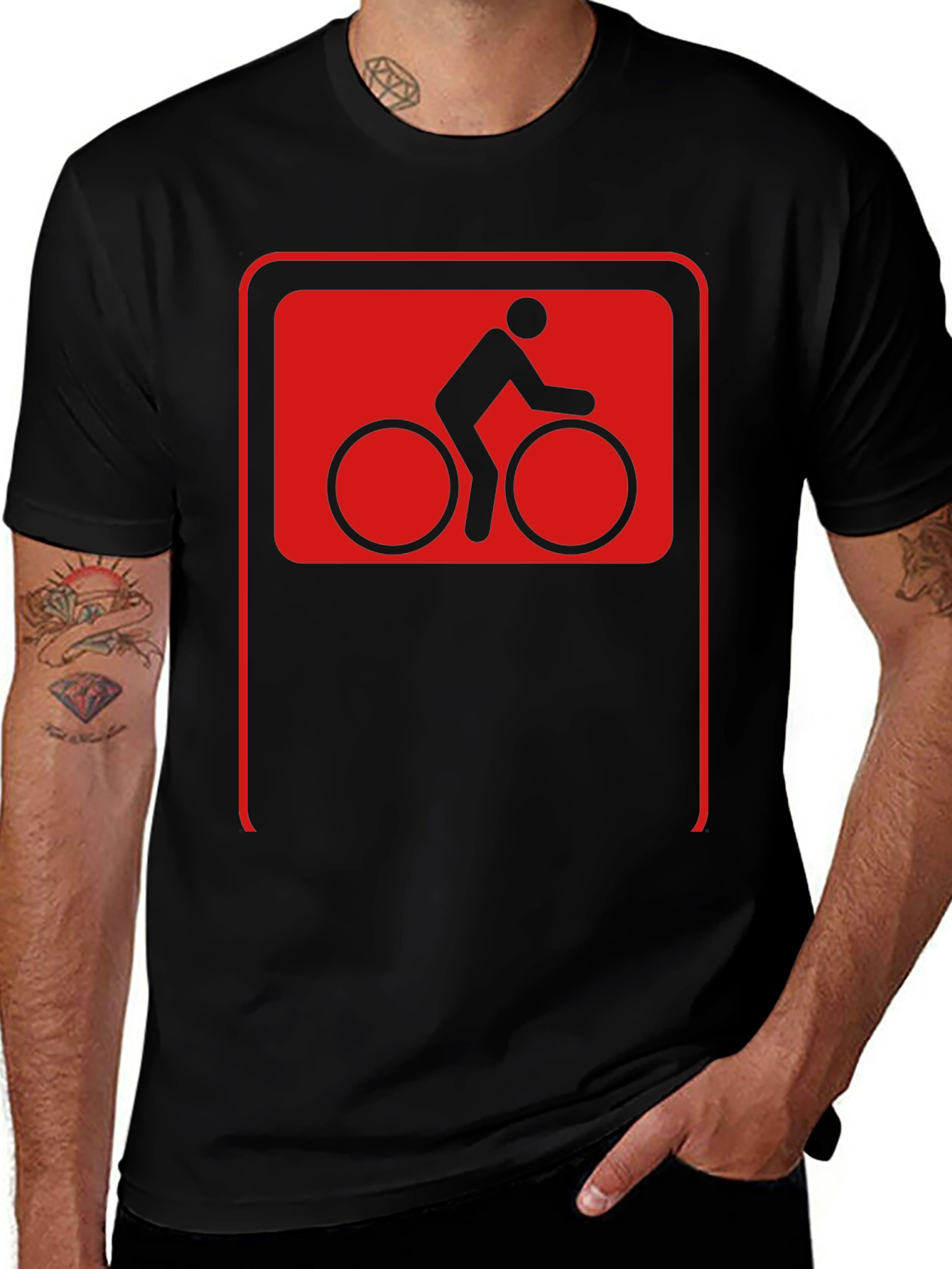 Cool Cyclist Sign Black T-Shirt