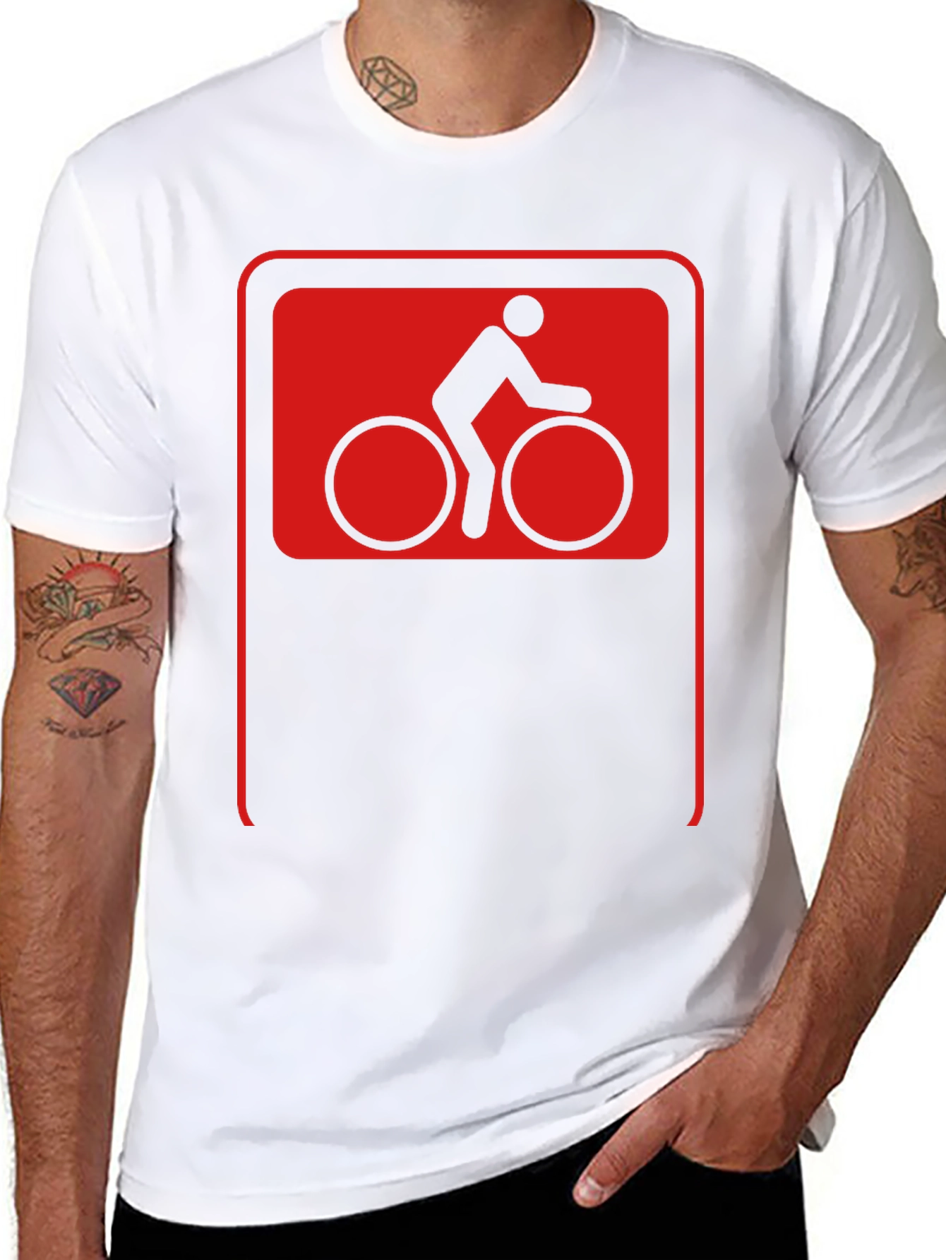 Cool Cyclist Sign Black T-Shirt