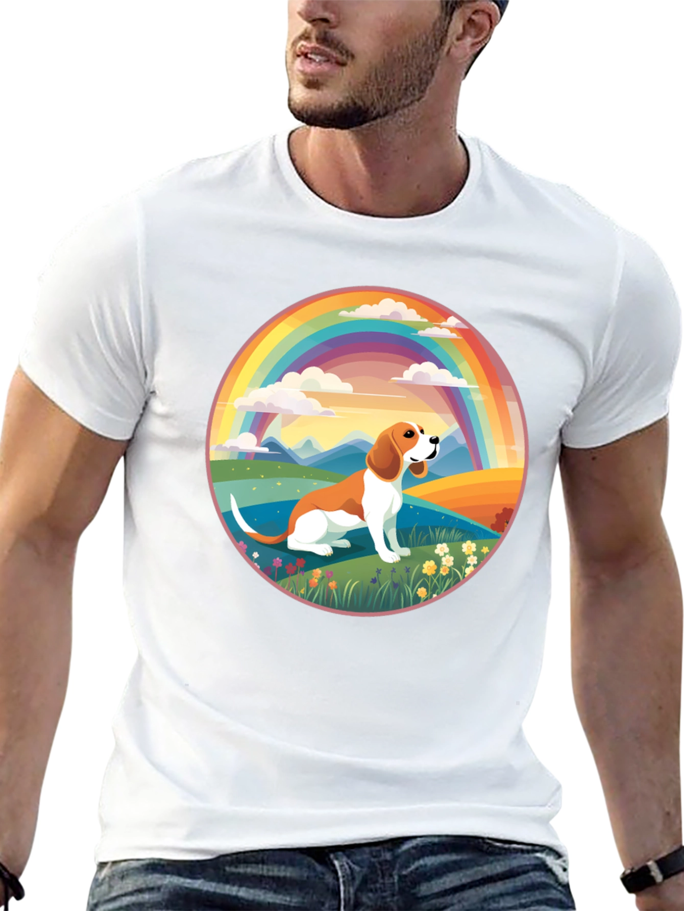 Beagle Rainbow T-Shirt - Cute Dog Design