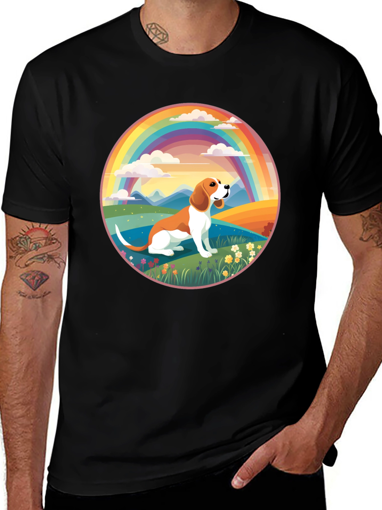 Beagle Rainbow T-Shirt - Cute Dog Design