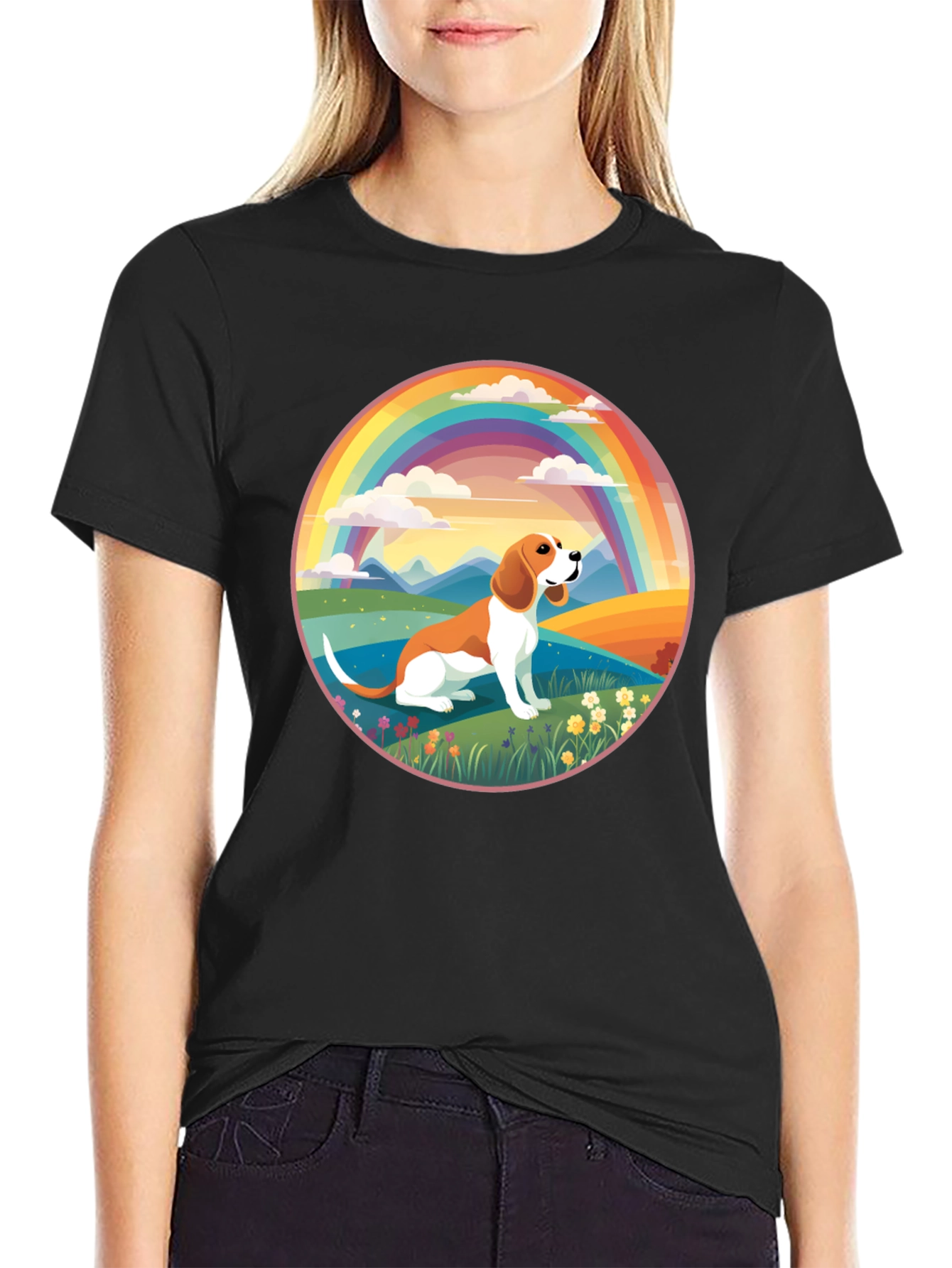 Beagle Rainbow T-Shirt - Cute Dog Design
