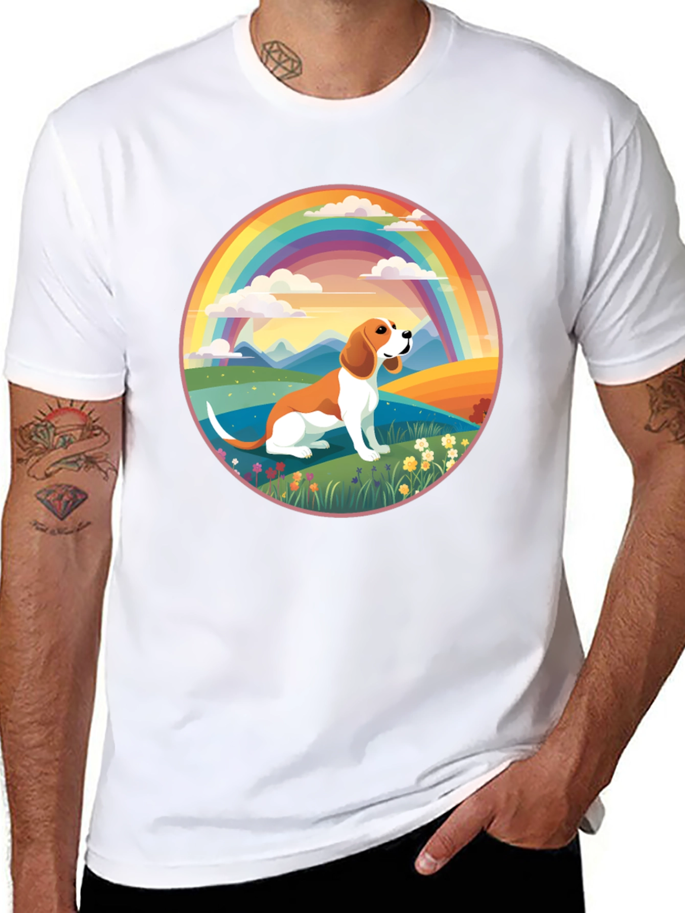 Beagle Rainbow T-Shirt - Cute Dog Design
