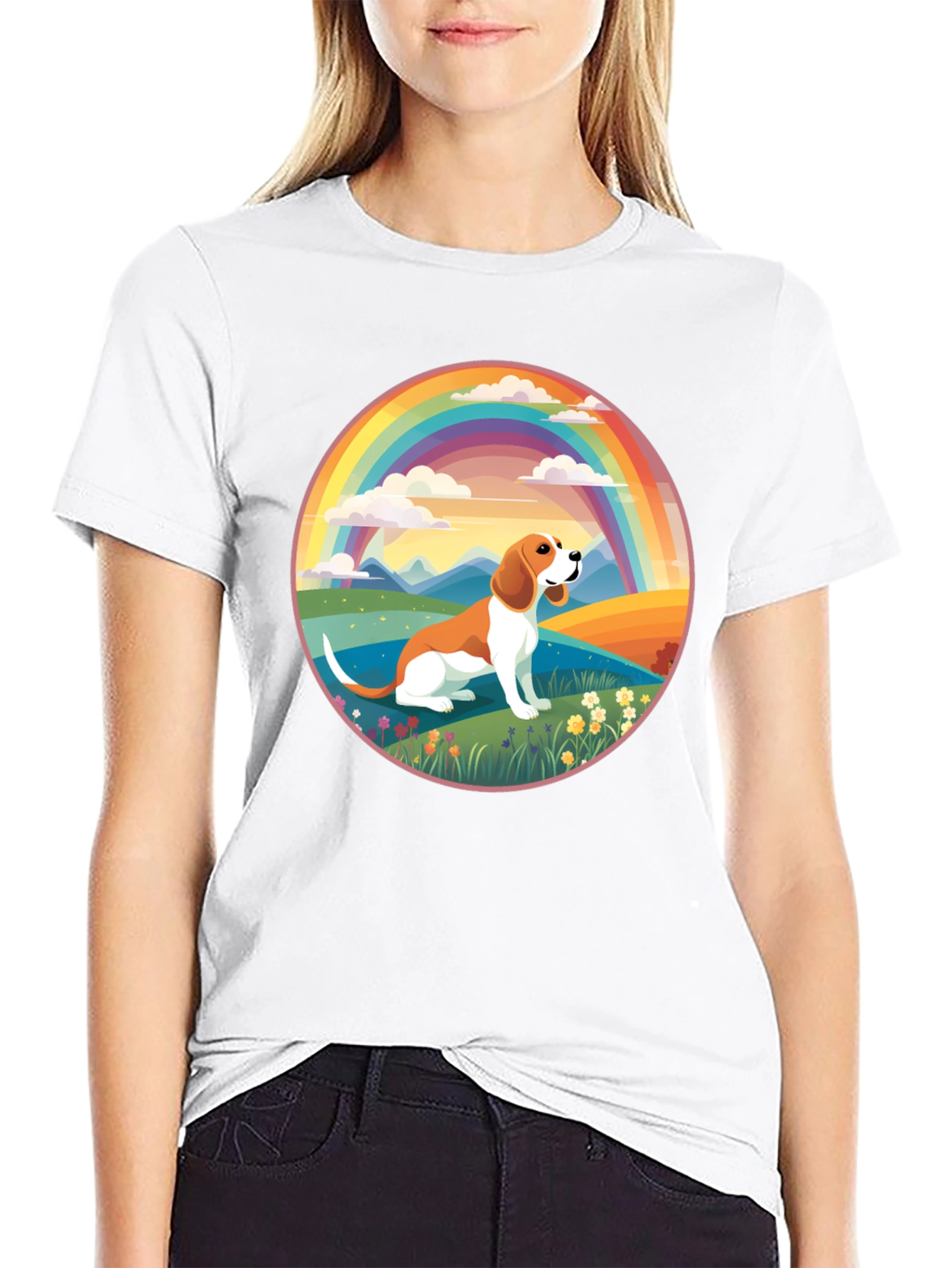 Beagle Rainbow T-Shirt - Cute Dog Design