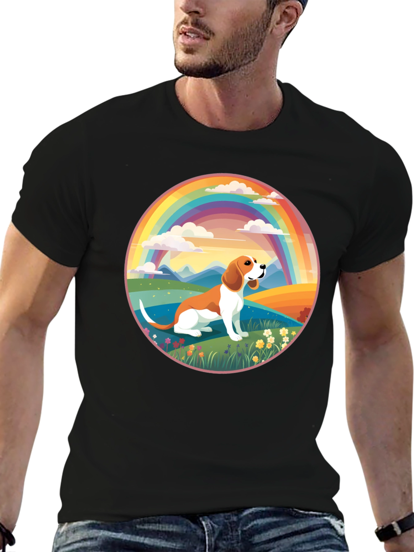 Beagle Rainbow T-Shirt - Cute Dog Design