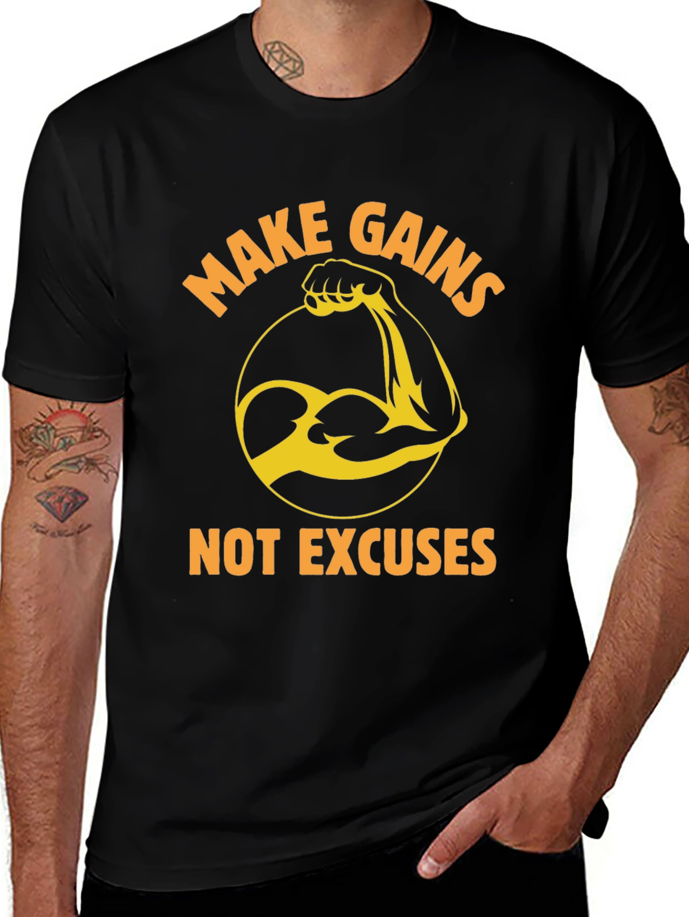 Make Gains Graphic Tee - Black Gym T-Shirt