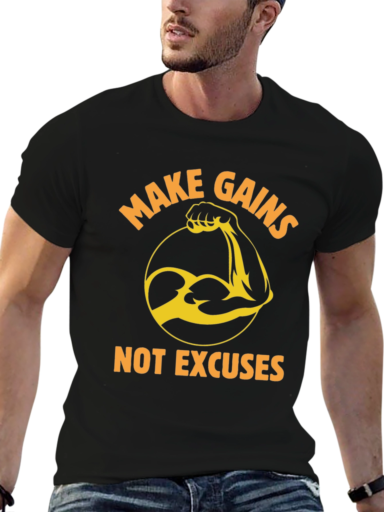 Make Gains Graphic Tee - Black Gym T-Shirt