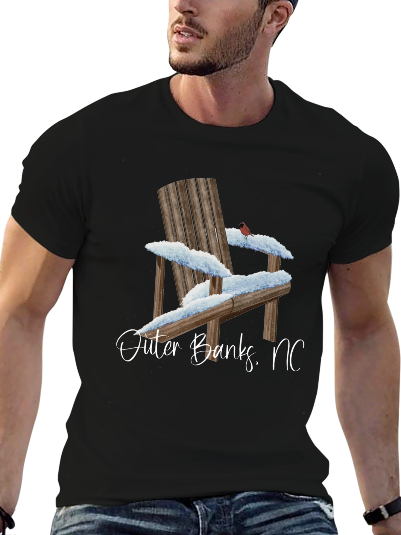 Outer Banks NC Winter Adirondack Chair Graphic T-Shirt