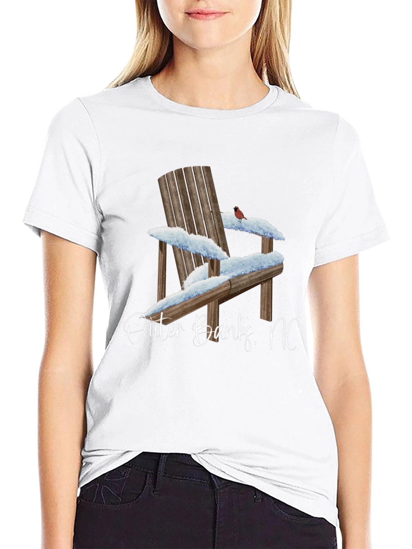 Outer Banks NC Winter Adirondack Chair Graphic T-Shirt