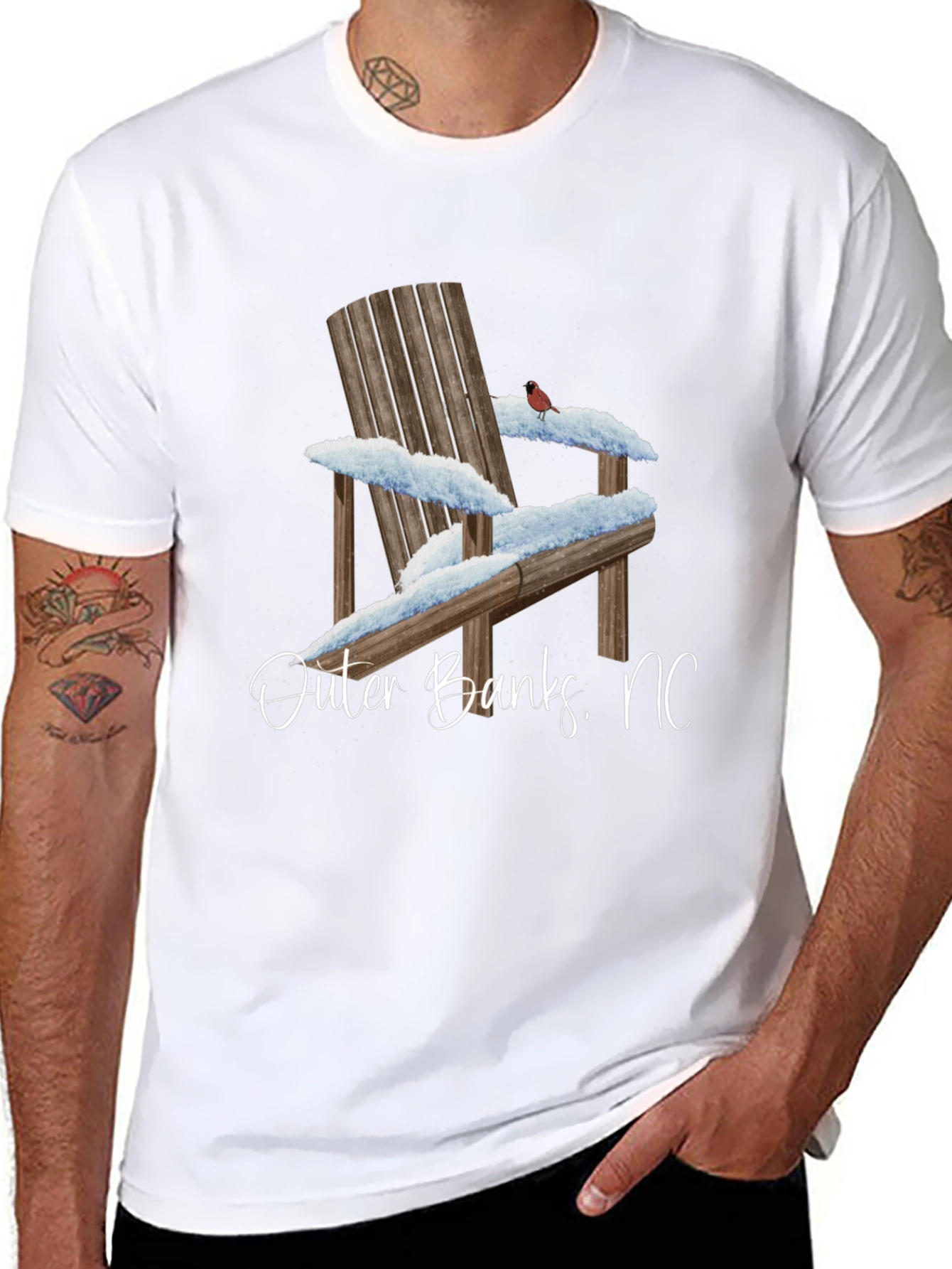 Outer Banks NC Winter Adirondack Chair Graphic T-Shirt