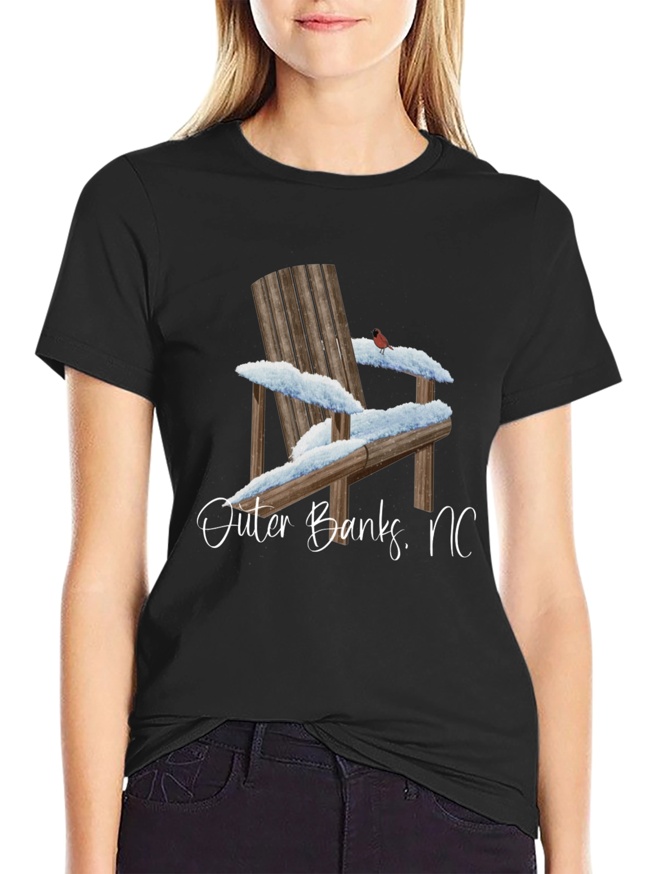 Outer Banks NC Winter Adirondack Chair Graphic T-Shirt