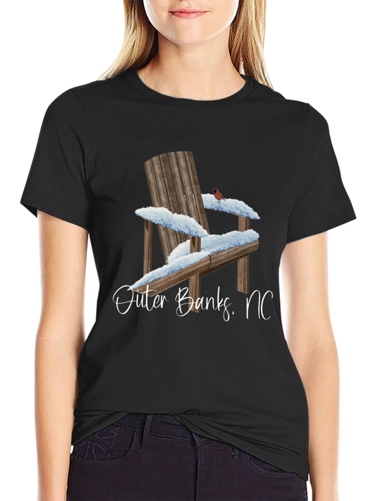 Outer Banks NC Winter Adirondack Chair Graphic T-Shirt