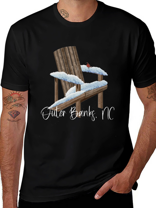 Outer Banks NC Winter Adirondack Chair Graphic T-Shirt