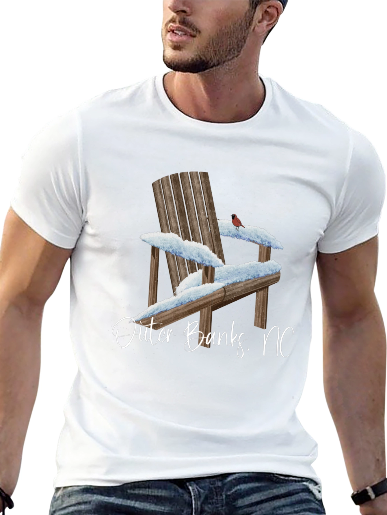 Outer Banks NC Winter Adirondack Chair Graphic T-Shirt