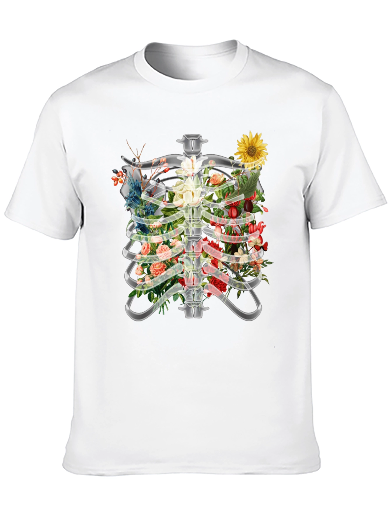 Floral Rib Cage T-Shirt - Anatomical Art Tee