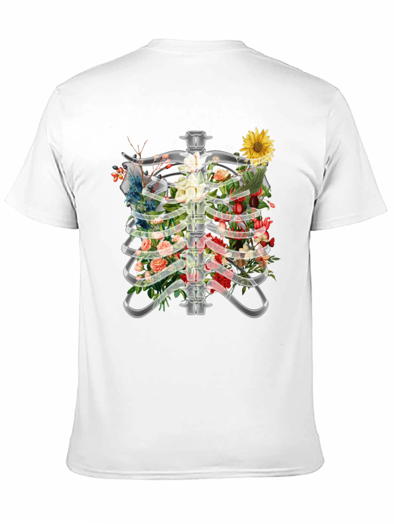 Floral Rib Cage T-Shirt - Anatomical Art Tee