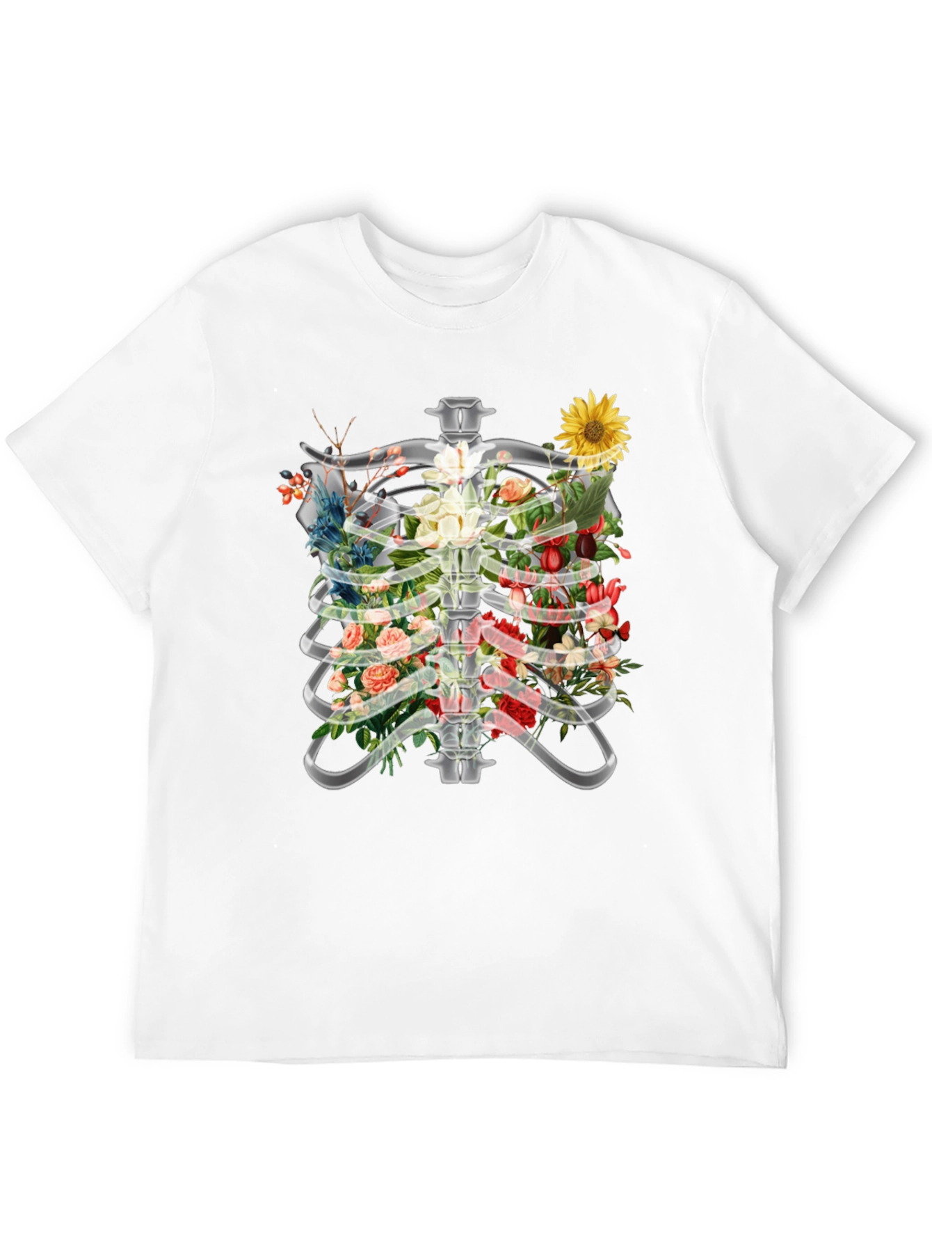 Floral Rib Cage T-Shirt - Anatomical Art Tee