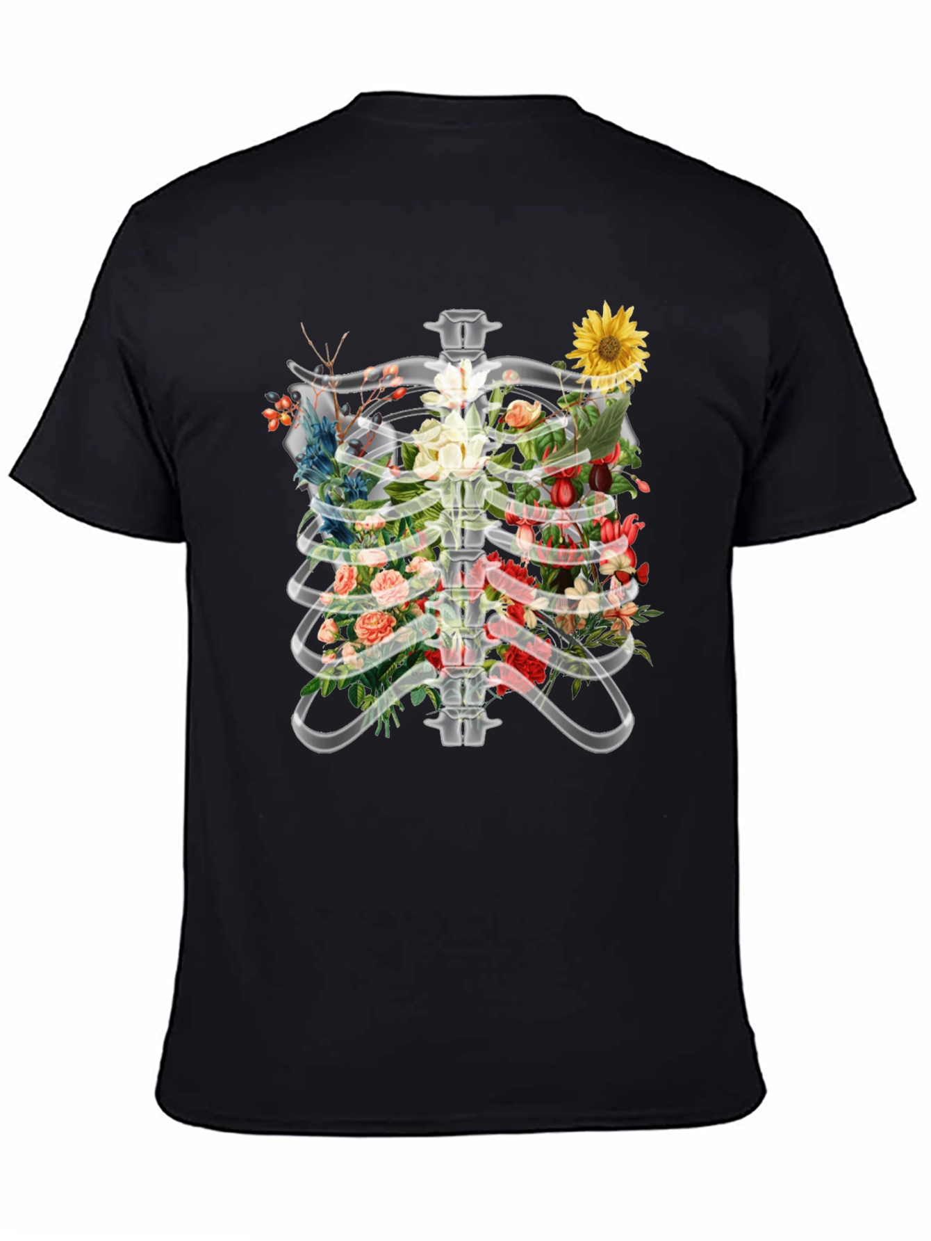 Floral Rib Cage T-Shirt - Anatomical Art Tee
