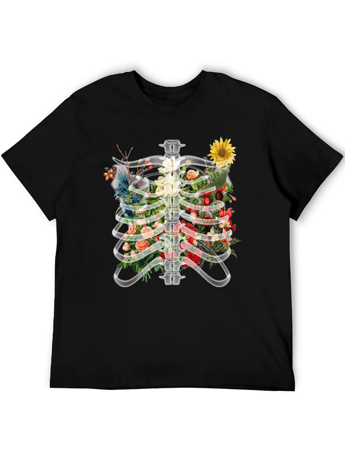 Floral Rib Cage T-Shirt - Anatomical Art Tee