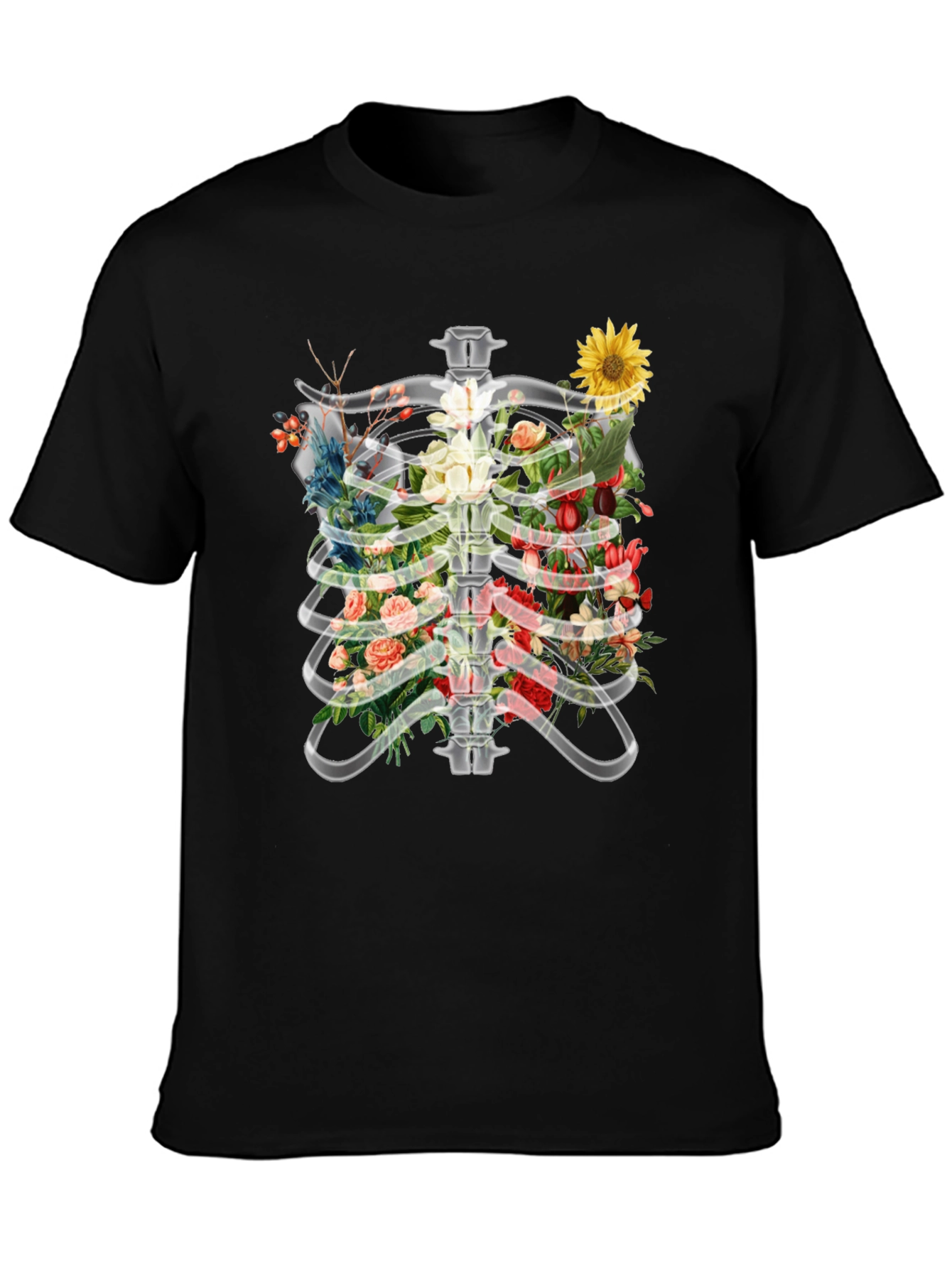Floral Rib Cage T-Shirt - Anatomical Art Tee