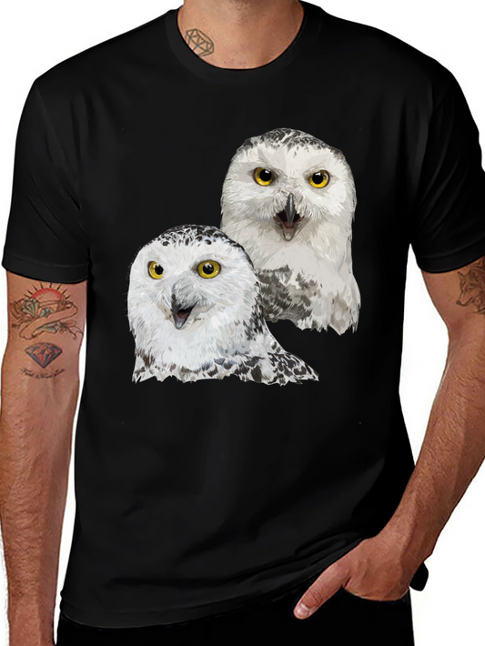 Owl Graphic Tee - Black Cotton T-Shirt