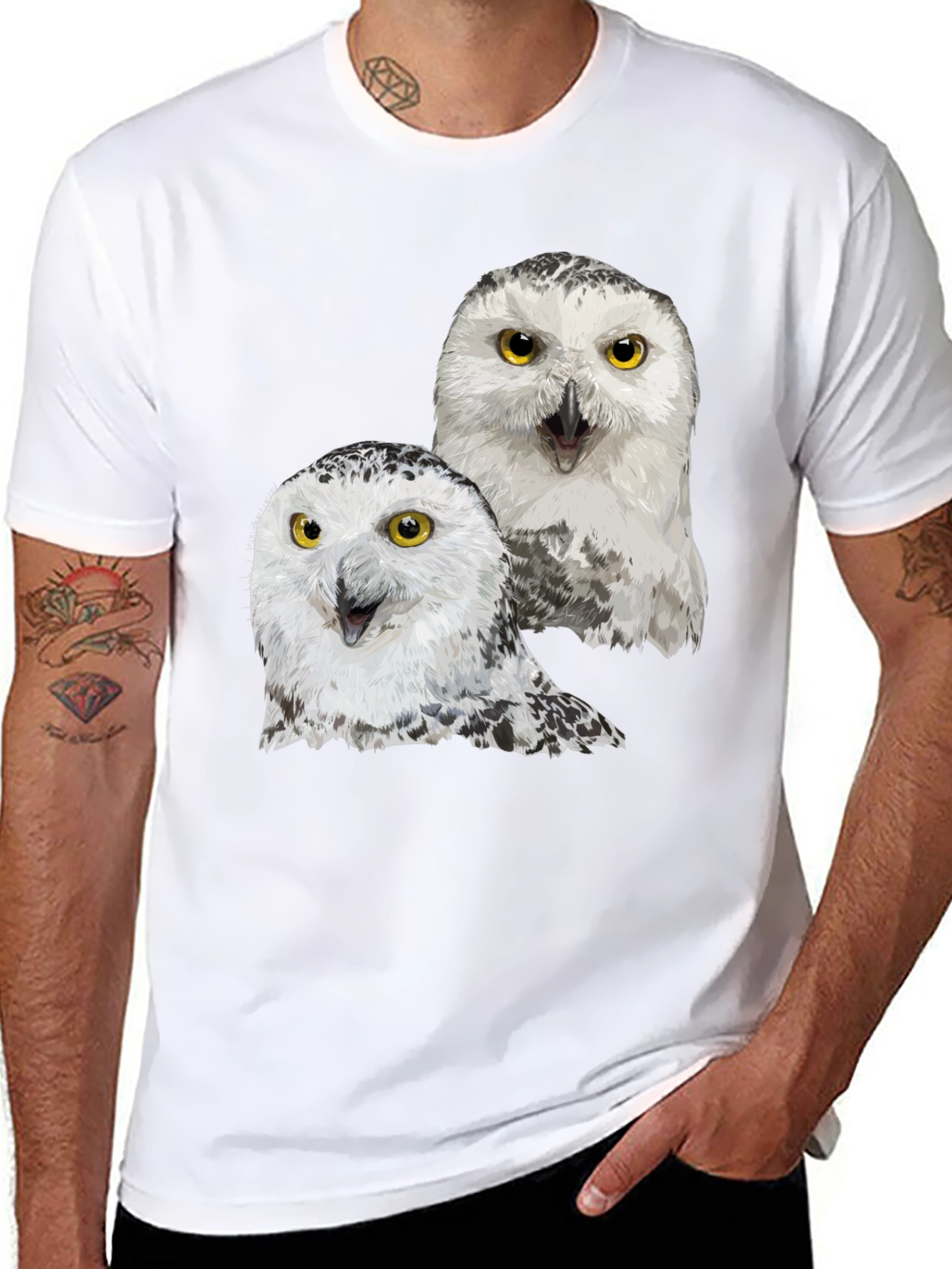 Owl Graphic Tee - Black Cotton T-Shirt