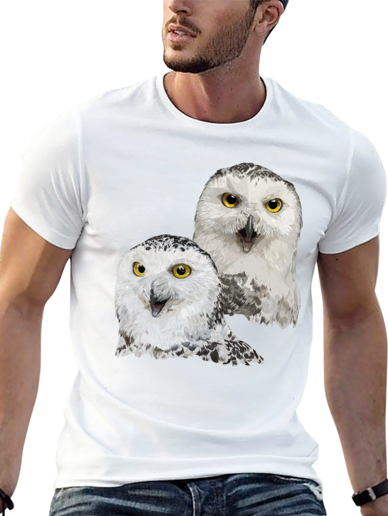 Owl Graphic Tee - Black Cotton T-Shirt